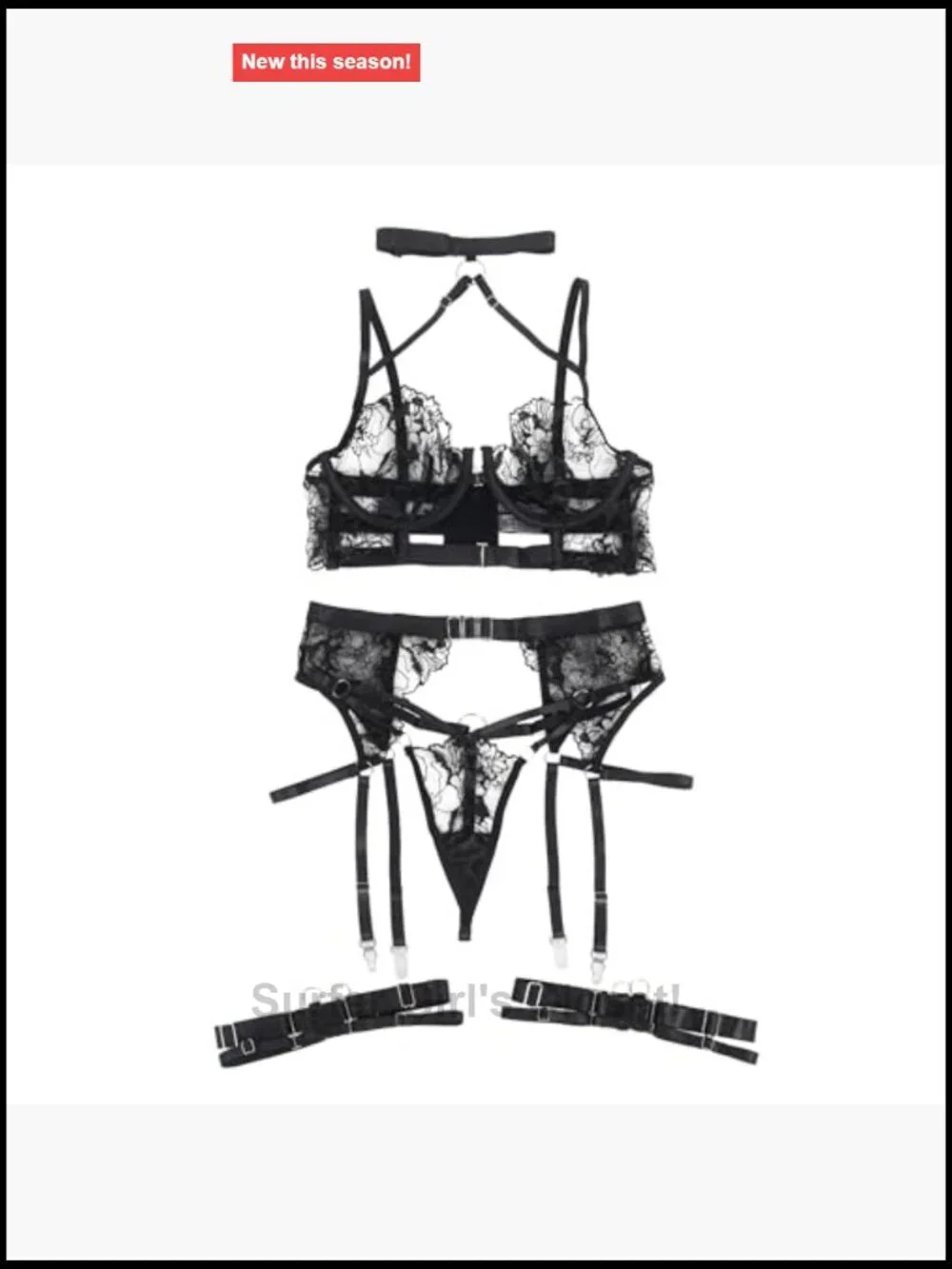 Lace Garter Belt Lingerie Set Mesh Bra Panty G-String